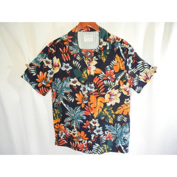 Hawaiian floral  multicolor blouse, woman's large Denim & Flower Ricky Signh - Picture 1 of 7